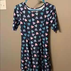 Kid's navy blue dress with hearts